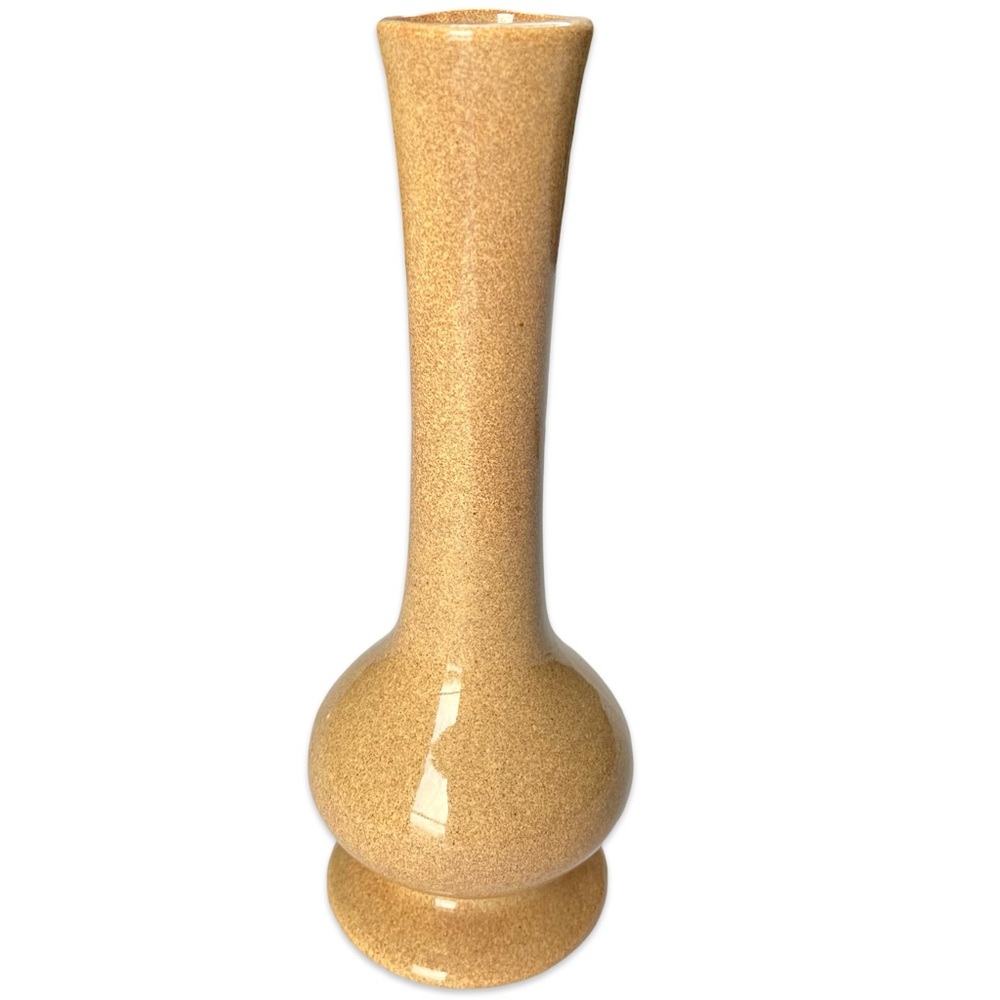USA 70’s Haeger Teleflora Ceramic Speckled Tan Flower Bud Vase, 8.25 inch